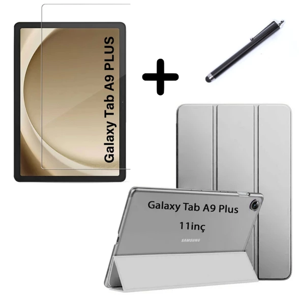 Samsung Galaxy Tab A9 Plus X210 Kılıf SET PU Deri Smart Tablet Kilifi Ekran Koruyucu + Kalem X213 X215 X217 - 8