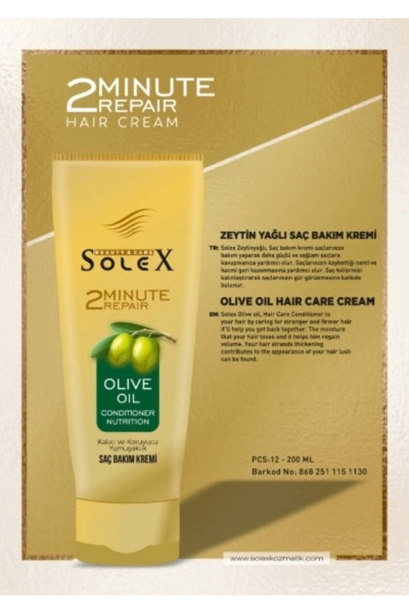 SOLEX 2 MINUTE SAÇ BAKIM KREMİ 200ML-ZEYTİN YAĞLI