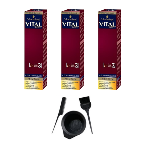 Schwarzkopf Vital Colors 9-11 Yoğun Küllü Platin Saç Boyası X 3 Adet + Saç Boyama Seti