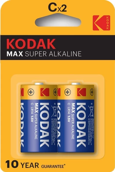 Kodak Max 2 Adet Alkalin Orta Pil