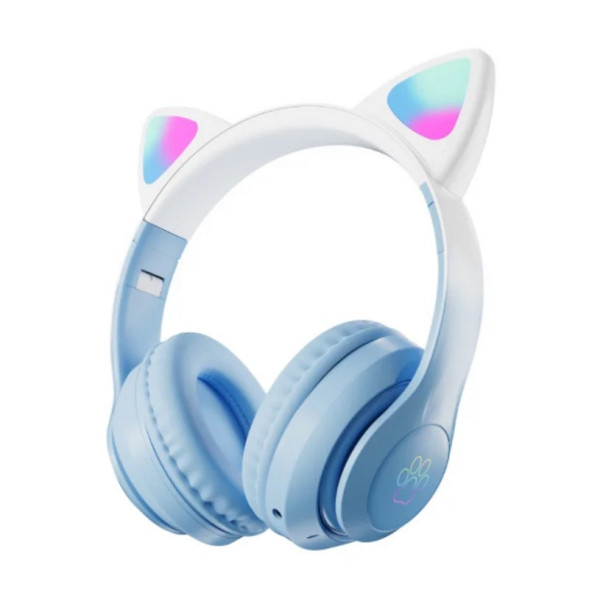 STN-28 PRO Sevimli Kedi Kulaklı Led Işıklı Katlanabilir Kablosuz Kulaküstü Bluetooth Kulaklık - 4
