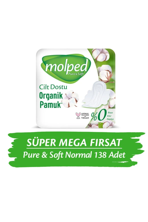 Pure&soft Hijyenik Ped Normal Süper Mega Paket 138 Adet