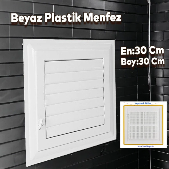 Menfez Banyo Wc Tuvalet Depo Havalandırma Plastik Panjur Beyaz 30x30 CM