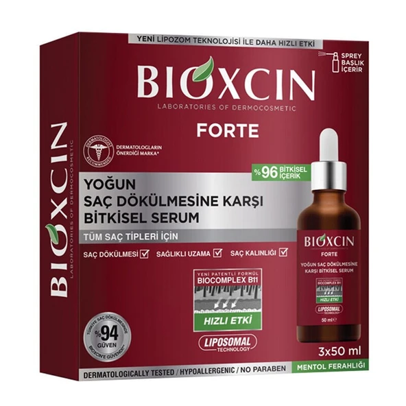 Bioxcin Forte Yoğun Saç Dökülmesine Karşı Bitkisel Serum 3x50 ml ürün görseli