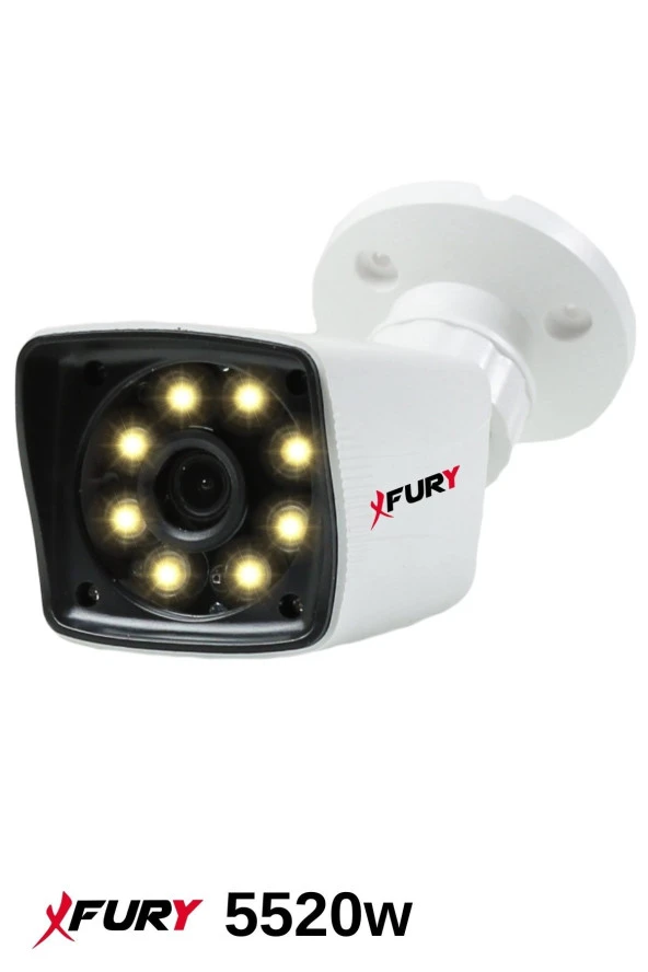 FURY 4 Kameralı 5mp Lens 1080p 2mp Color Görüntü 8 Warm Led Gece Görüş FullHd Güvenlik Kamera 5525W 500GB - Resim 4