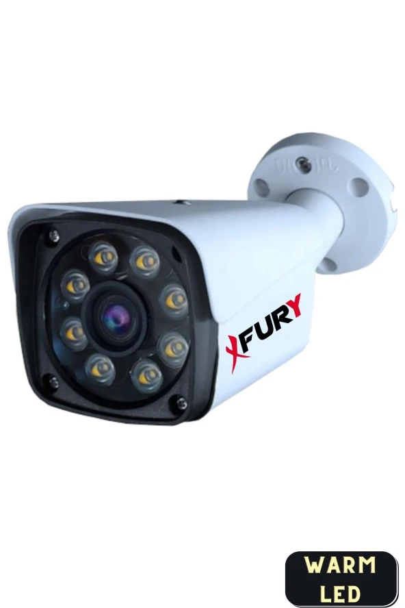 FURY 4 Kameralı 5mp Lens 1080p 2mp Color Görüntü 8 Warm Led Gece Görüş FullHd Güvenlik Kamera 5520W 500GB - Resim 5