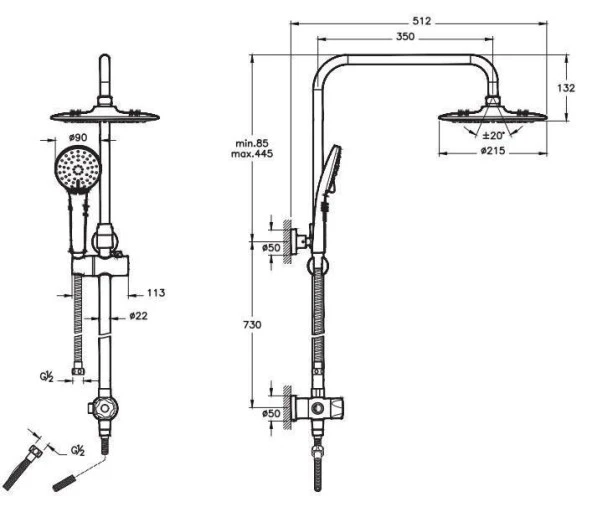 Artema Nora S Banyo Bataryası + Lavabo Bataryası + 3c Duş Sistemi A45786 - Resim 5