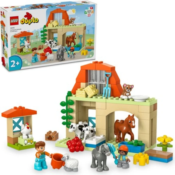 LEGO® DUPLO® Kasabası Çiftlikte Hayvanların Bakımı 10416 - 2 Yaş ve Üzeri Çocuklar için Rol Yapma Faaliyetlerini Teşvik Eden Oyuncak Yapım Seti (74 Parça)