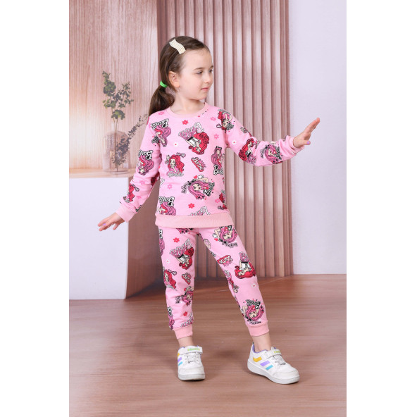 PEMBE KIZ ÇOCUK İKİLİ MEVSİMLİK TAKIM - 3