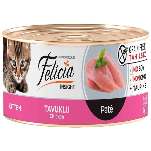 Felicia Tahılsız Kitten Tavuklu Kıyılmış Yaş Kedi Maması 85 Gr