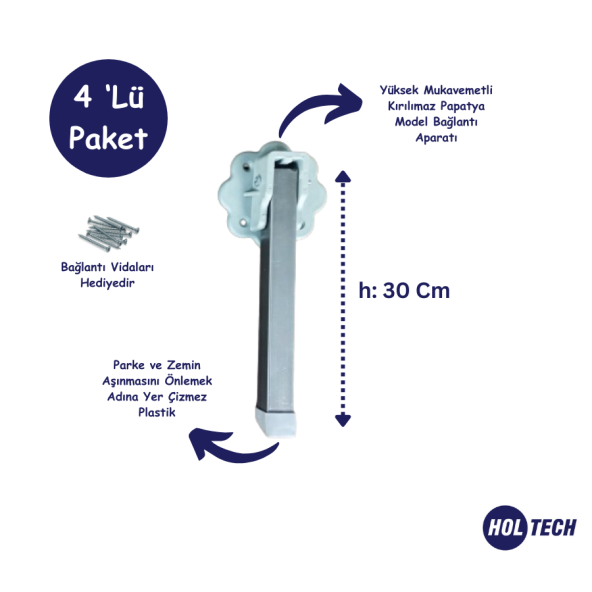 Katlanır Yer Sofrası Metal Ayağı, Sofra Ve Sini Altı Ayakları 4 Adet 30 Cm - 2