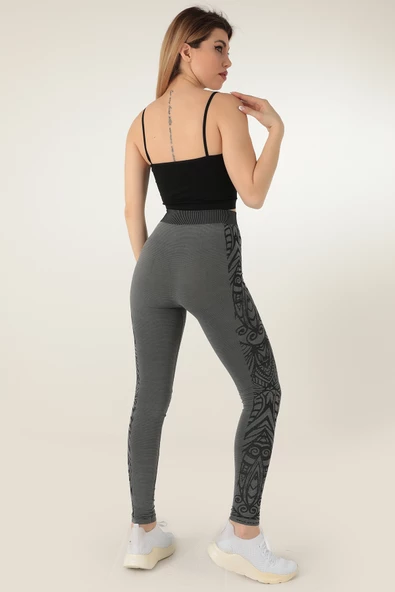 Miorre Yüksek Bel Desenli Spor Seamless Tayt - 3