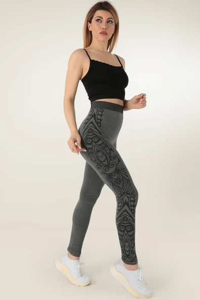 Miorre Yüksek Bel Desenli Spor Seamless Tayt - Resim 12