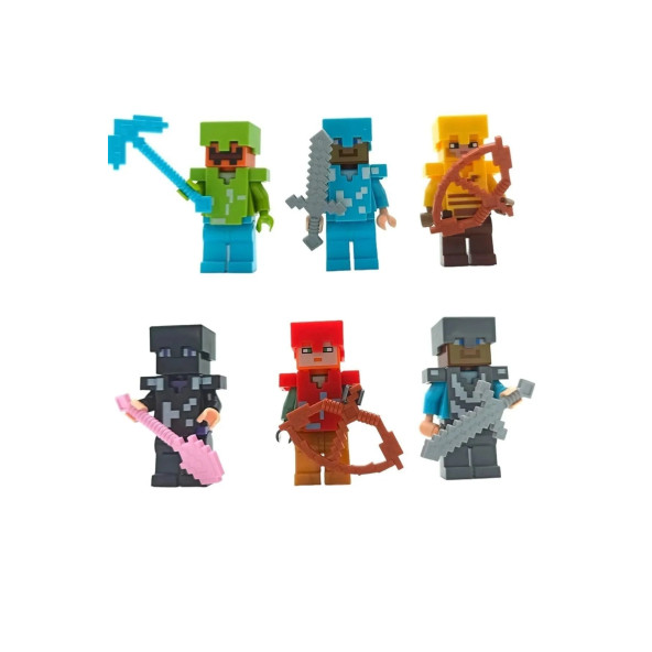 Minecraft Büyük Maceralar Küçük Figürler Legolarla Uyumlu 6'lı Minecraft Benzer Figür Seti