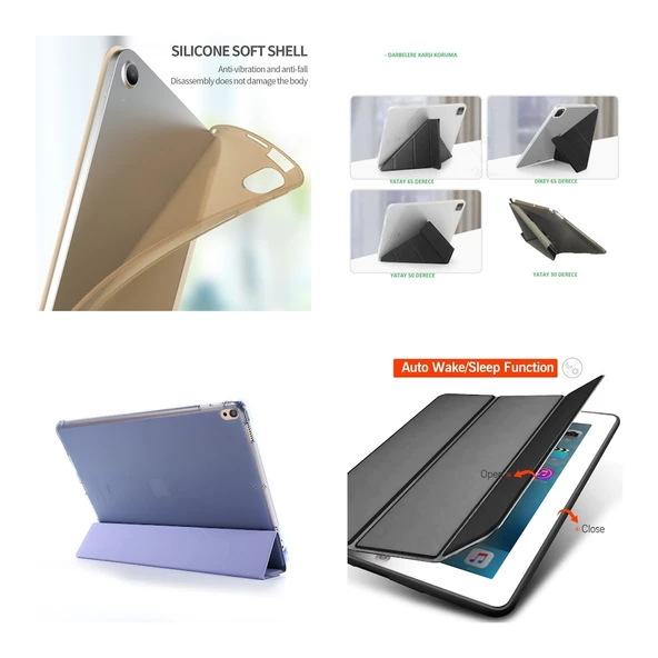 Apple iPad Pro 10.5 Kılıf Trifolding Arkası Silikon Smart A1701 A1709 A1852 - 2