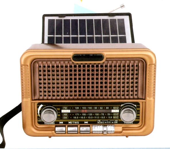 Everton Solar Güneş Panelli Usb-Tf-Am-Fm-Sw-Blue-Connect-Tws-Usb Şarj Nostaljik Radyo