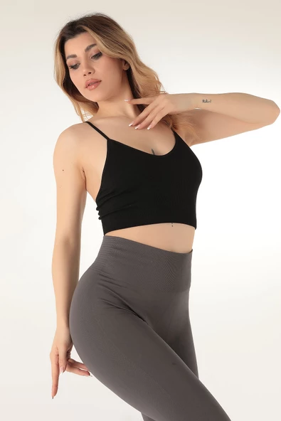 Miorre İnce Askılı V Yaka Desteksiz Fitilli Spor Sütyen - 9