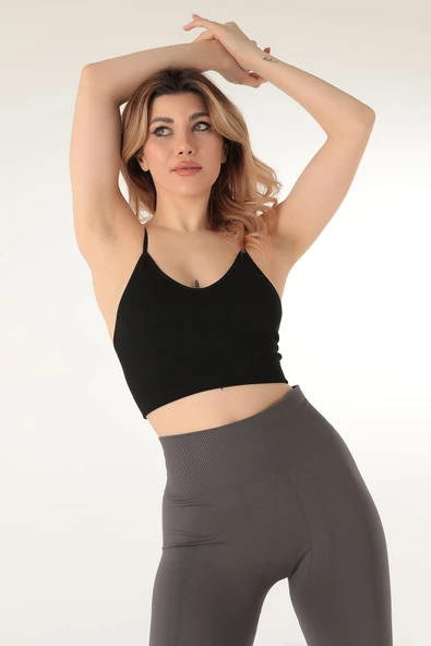 Miorre İnce Askılı V Yaka Desteksiz Fitilli Spor Sütyen - 4