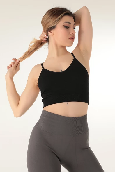 Miorre İnce Askılı V Yaka Desteksiz Fitilli Spor Sütyen - 7
