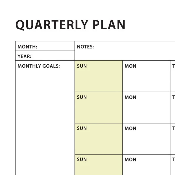 Amerikan Standardı Tarihsiz Üç Aylık Duvar Takvimi Seti, Pazar Günü Başlagıç, Üç Aylık Duvar Planlayıcısı - 50x70cm - 9