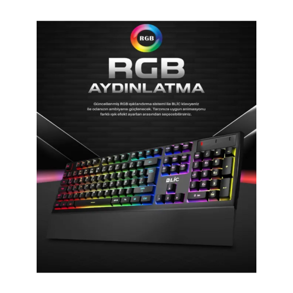 Blic Bkb5 Red Switch Kablolu Türkçe Q Gaming Rgb Oyuncu Mekanik Klavye - 2