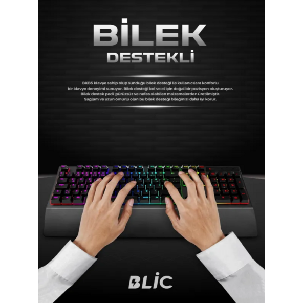 Blic Bkb5 Red Switch Kablolu Türkçe Q Gaming Rgb Oyuncu Mekanik Klavye - 3
