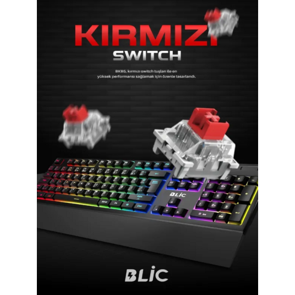 Blic Bkb5 Red Switch Kablolu Türkçe Q Gaming Rgb Oyuncu Mekanik Klavye - 4