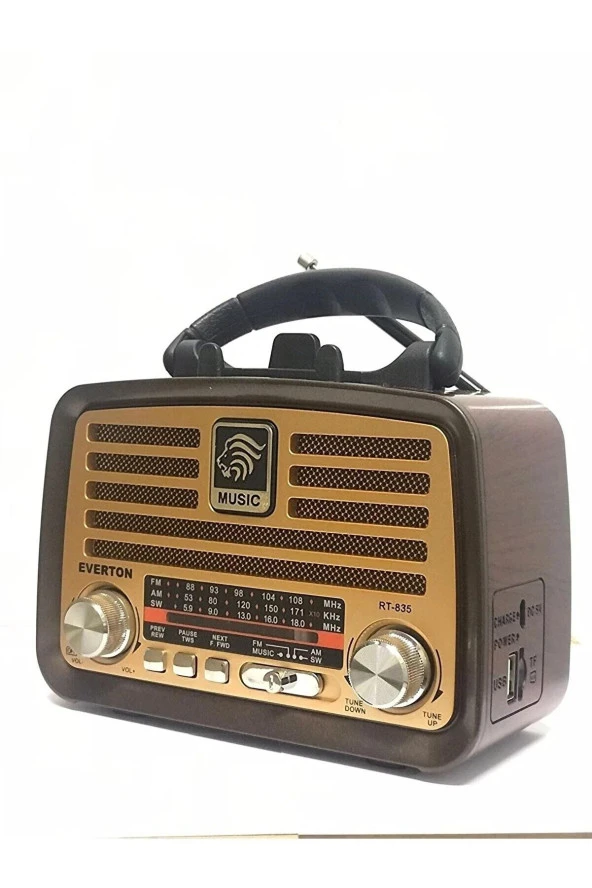 Everton Güneş Enerjili Panelli Bluetooth Fm Radyo - Usb-Tf Card - Aux Nostaljik Radyo