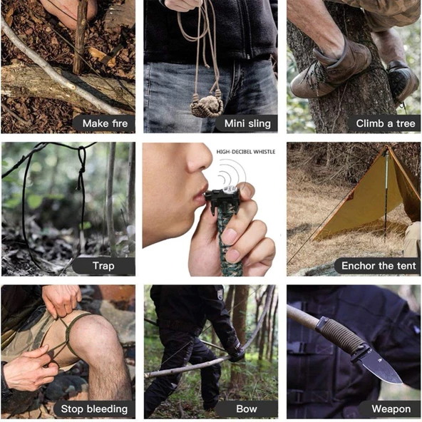 Orcamp Paracord Hayatta Kalma Bilekliği Kahve OUT-4300 - 3