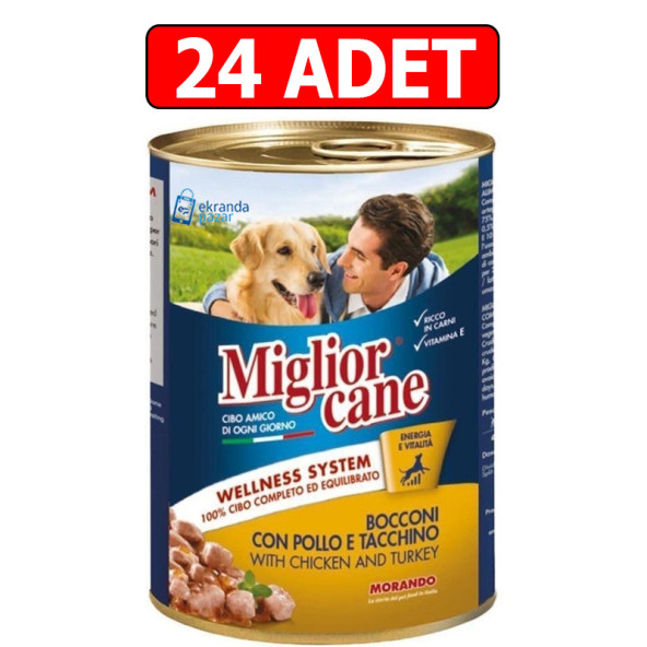 Miglior cane tavuk ve hindili köpek konservesi 24 adet x 405gr köpek konserve yaş mama