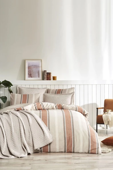 Özdilek Calista 7 Parça Yatak Örtülü (Pamuklu) Gelin Seti-Bej