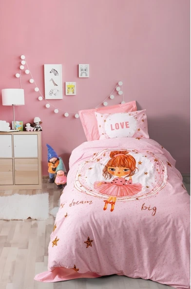 Cotton Box Junıor Ranforce Tek Kişilik Nevresim Takımı Lastikli Çarşaflı -Jerry Pembe