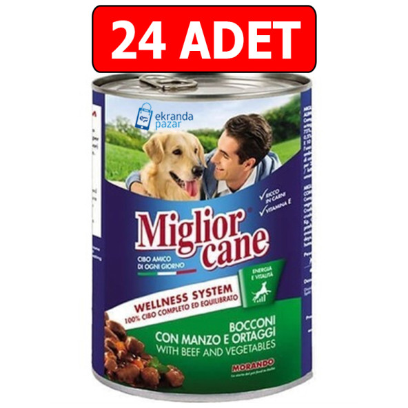 Miglior cane biftek dana etli ve sebzeli yetişkin köpek konservesi 24adet 405gr konserve yaş mama