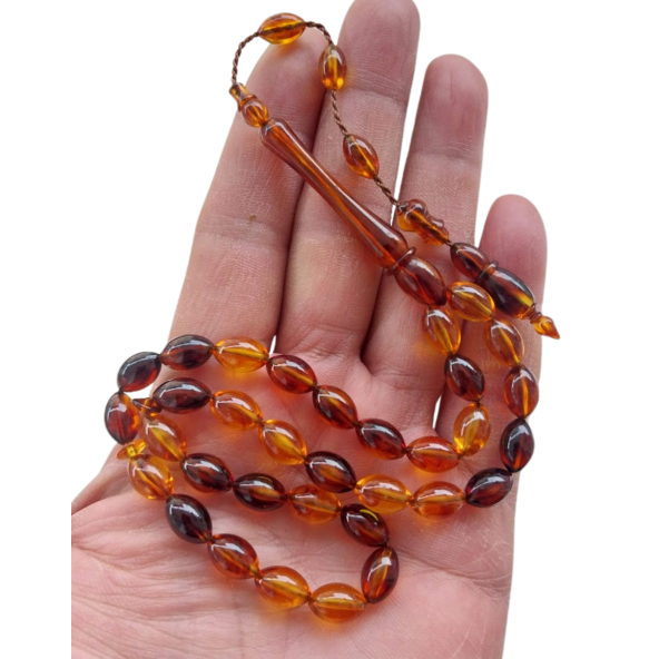 Kehribar Rengi Tesbih,sistemli toz kehribar benzeri tespih. - 2