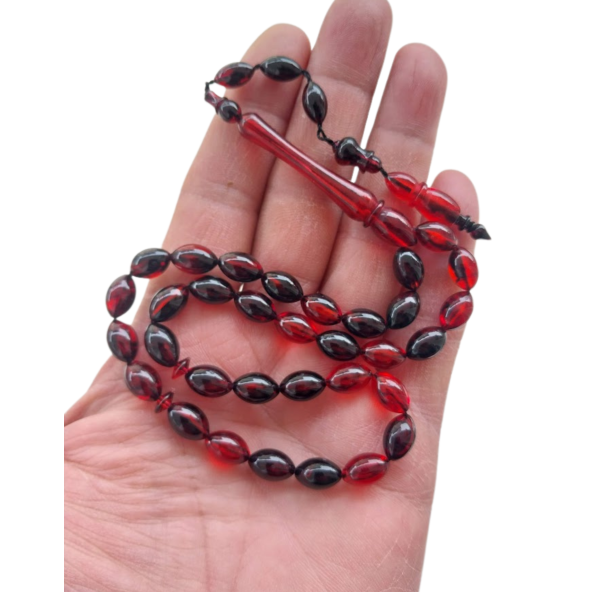 Ateş Kehribar Rengi Tesbih,33 Taneli Sistemli Tespih. - 2