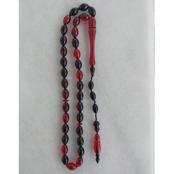 Ateş Kehribar Rengi Tesbih,33 Taneli Sistemli Tespih. - 3