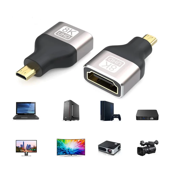 Mikro hdmı to hdmı dişi çevirici mikro Hdmı 8k uhd dönüştürücü - 4