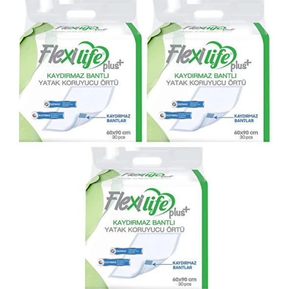 Flexilife Plus Kaydırmaz Bantlı Yatak Koruyucu Örtü 60x90 30'lu 3 paket / 90 adet