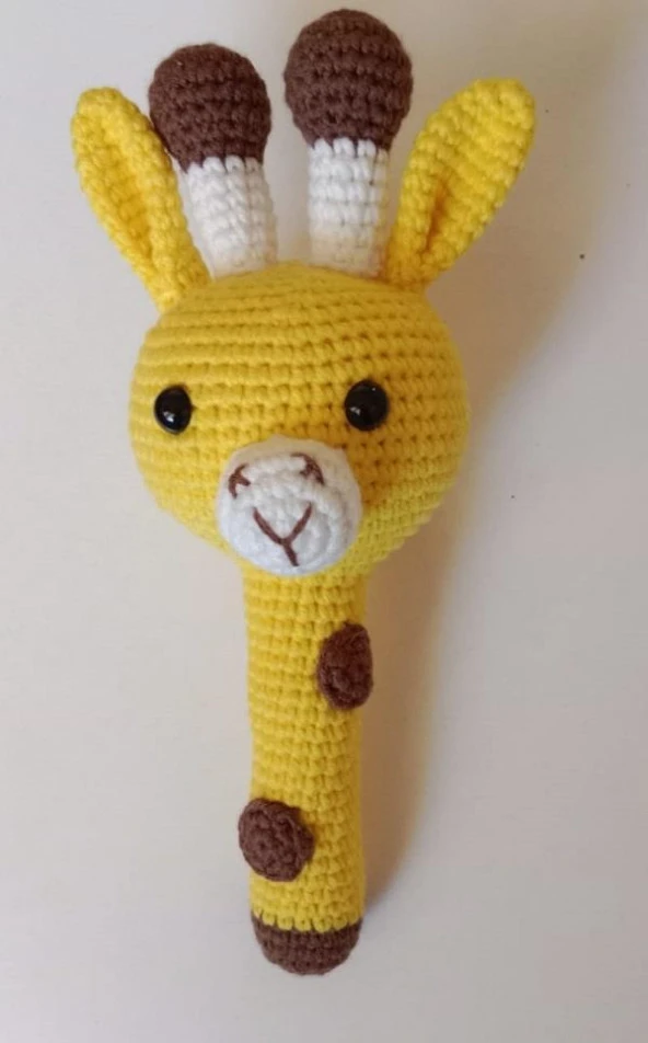 Zürafa Çıngırak Amigurumi Organik Oyuncak - 1