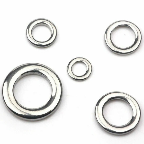 SEOUL-15 Adet Paslanmaz Çelik 12,3 mm/7,8 mm No:9-318 kg (700 Lbs) Çeker, Solid (Kapalı) Ring,Jig Asist Halka - 2