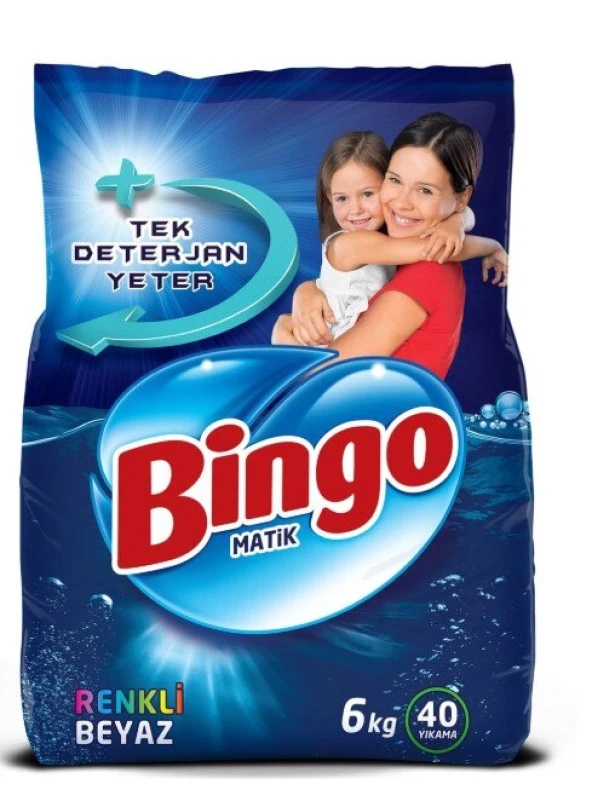 Bingo Toz Çamaşır Deterjanı Renkliler ve Beyazlar 40 Yıkama 6 KG