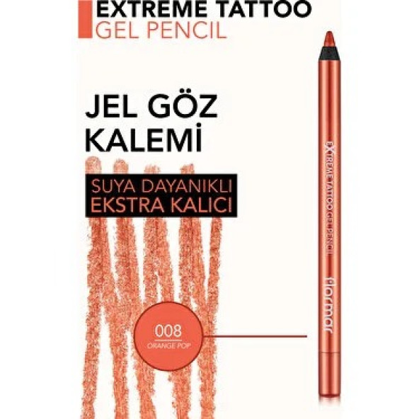 FLORMAR Extreme Tattoo Gel Pencil 08 Orange Pop - 4