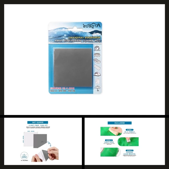 Uyguna-Yakala Gri Argeus 4 Adet Fiber Çanta Delik Tamir Yaması-DIR.128 - 2