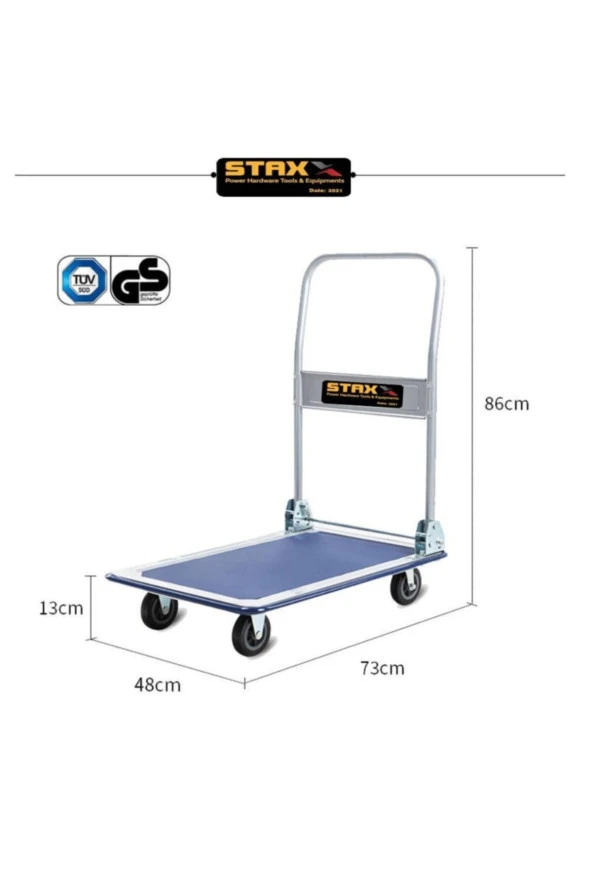 Staxx Power Koli Yük Paket Taşıma El Arabası Stx-175H 175 Kg Kapasiteli Katlanır Tablalı - 3