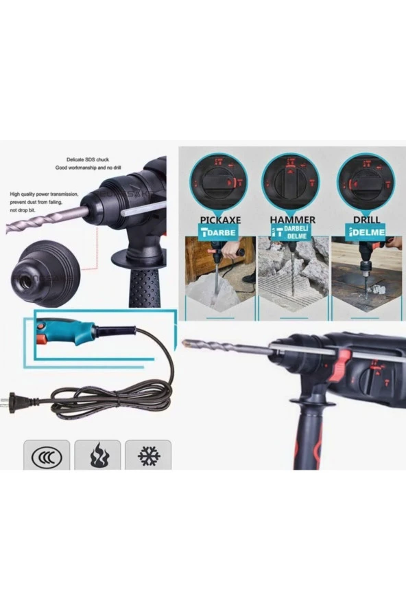 Force Xpress 2-26mm Kırıcı Delici  5.5 Joule Darbeli Matkap 3200 Watt Çantalı - 4