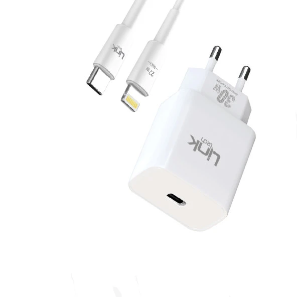 LinkTech C214 30W PD Type-C to Lightning Kablolu Şarj Aleti Set Beyaz - 2