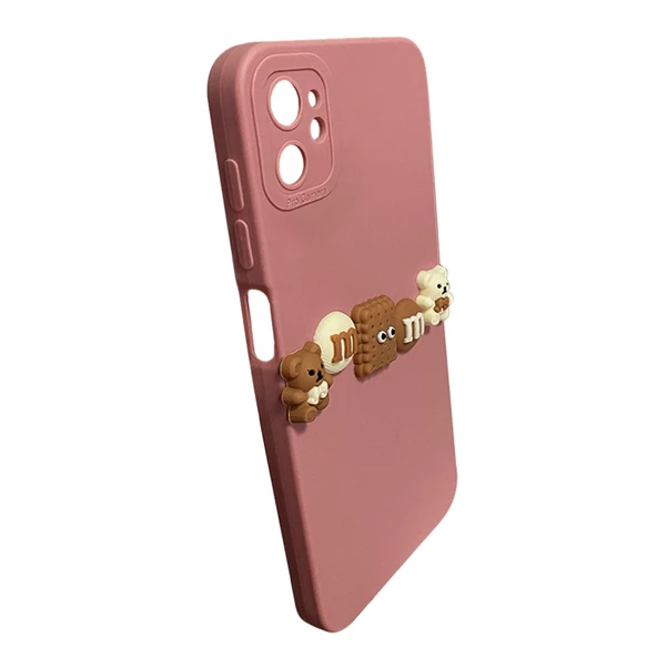 iPhone 12 Kılıf 3D M Bear Kamera Korumalı Silikon Kapak - 5