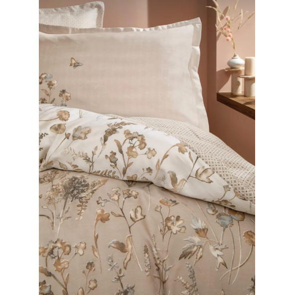 Yataş Bedding Katrina Bej Pamuk Saten Nevresim Takımı - 2