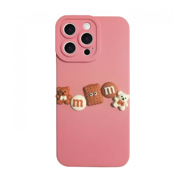 iPhone 14 Pro Max Kılıf 3D M Bear Kamera Korumalı Silikon Kapak - 8