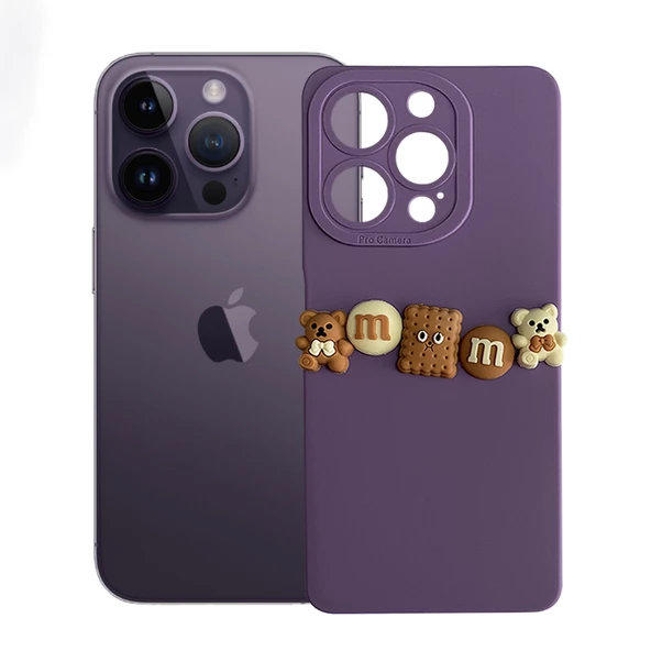 iPhone 14 Pro Max Kılıf 3D M Bear Kamera Korumalı Silikon Kapak - 2